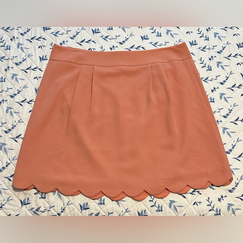LOFT Coral Mini Skirt with Scalloped Hem